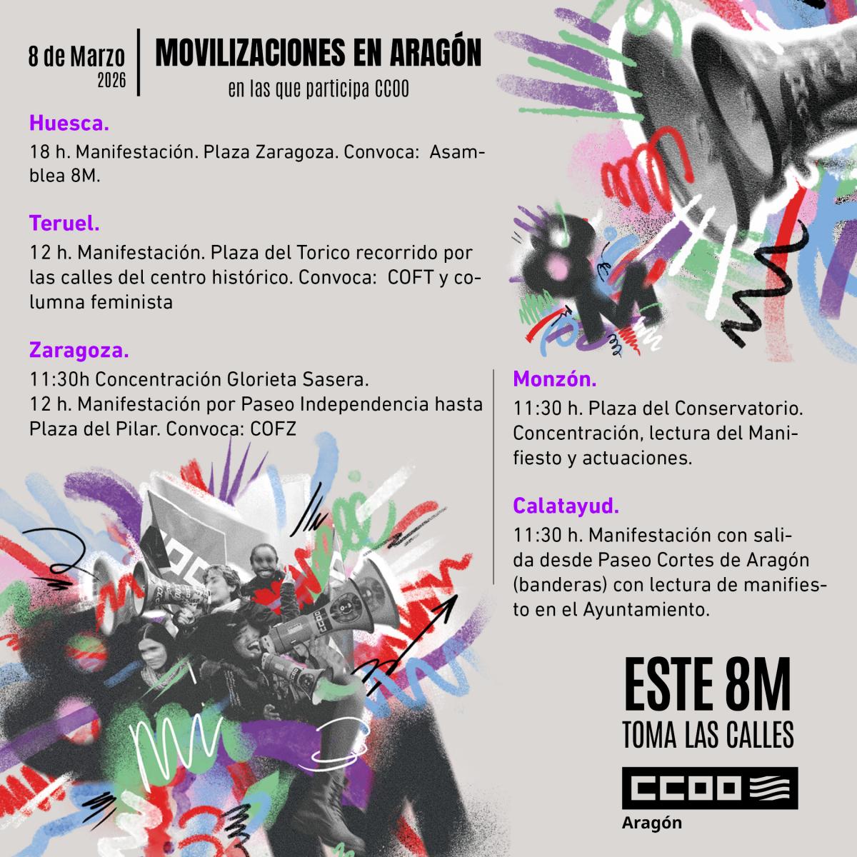 Movilizaciones en Aragón 8M