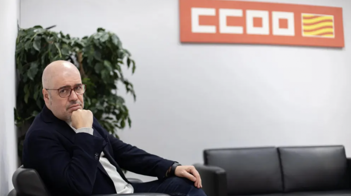 Unai Sordo en la sede de CCOO Aragón