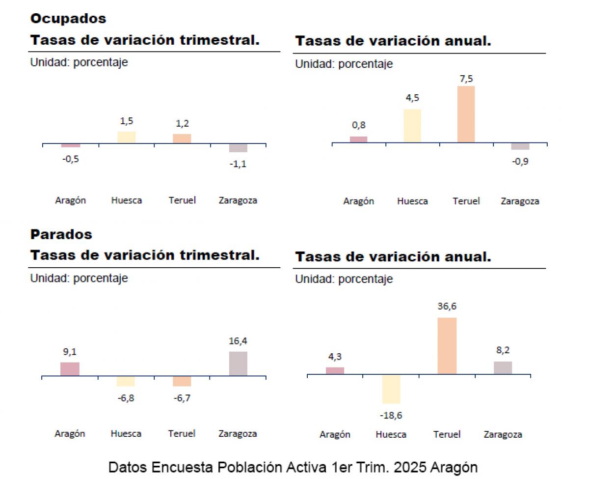 EPA primer trimestre 2025 en Aragn. Fuente: IAEST