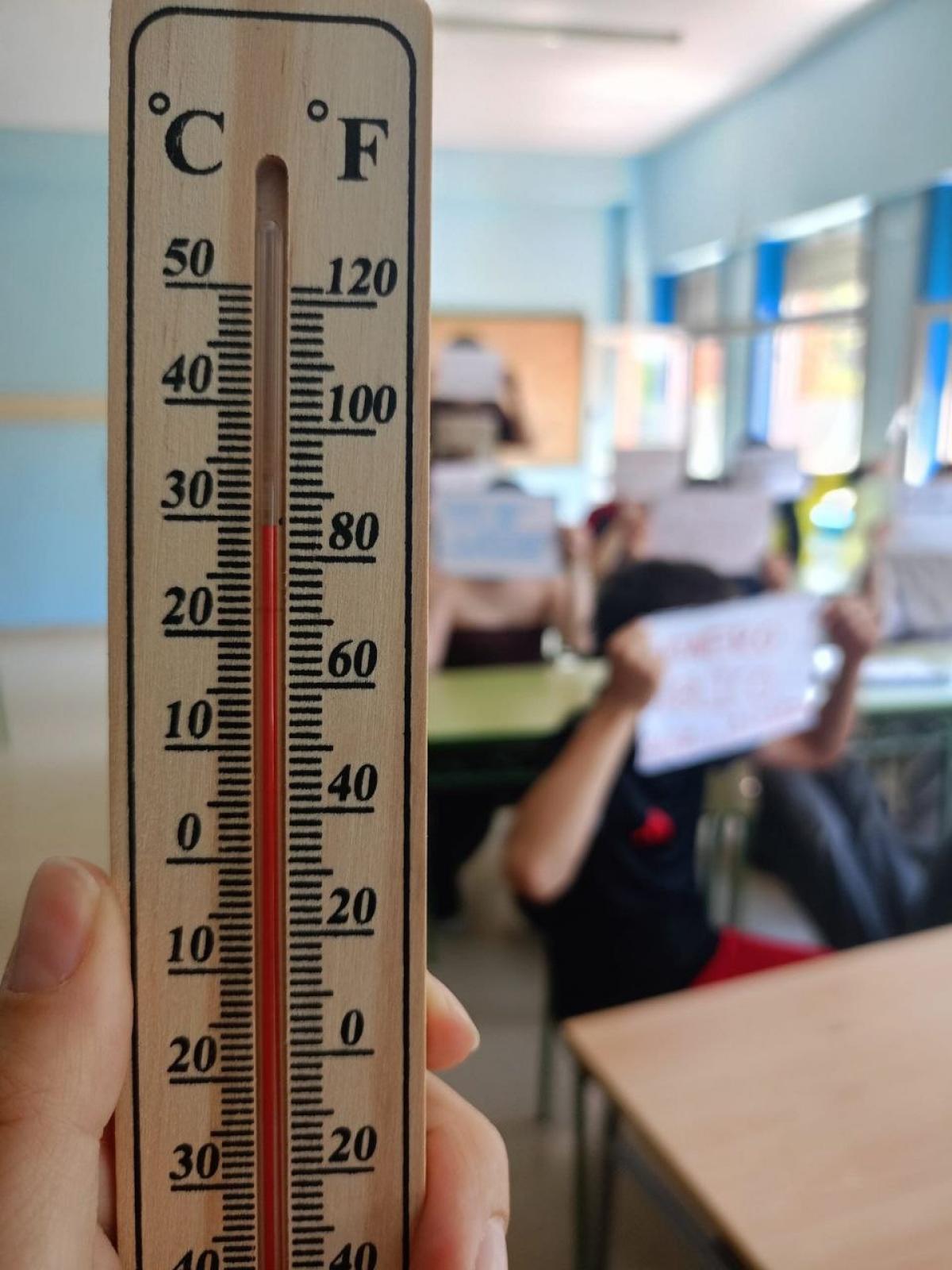 Imagen de un termómetro en el aula