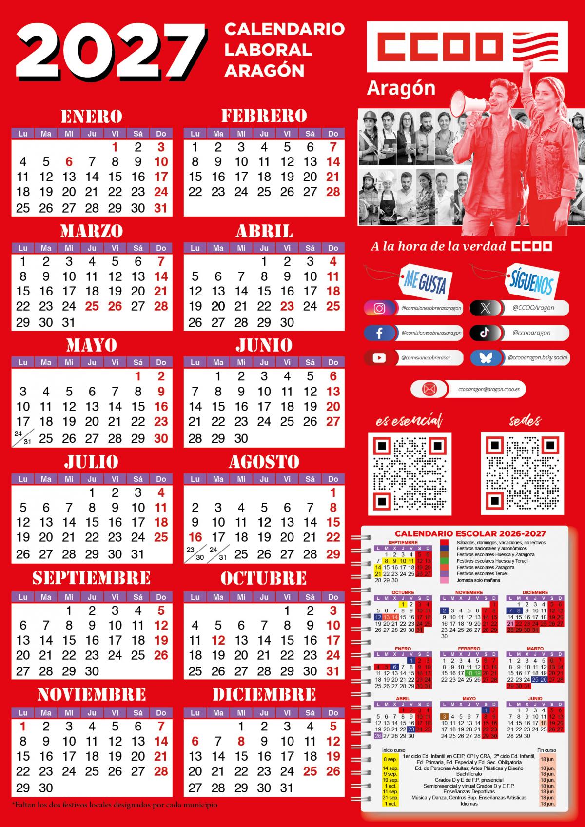 Calendario laboral Aragón 2027