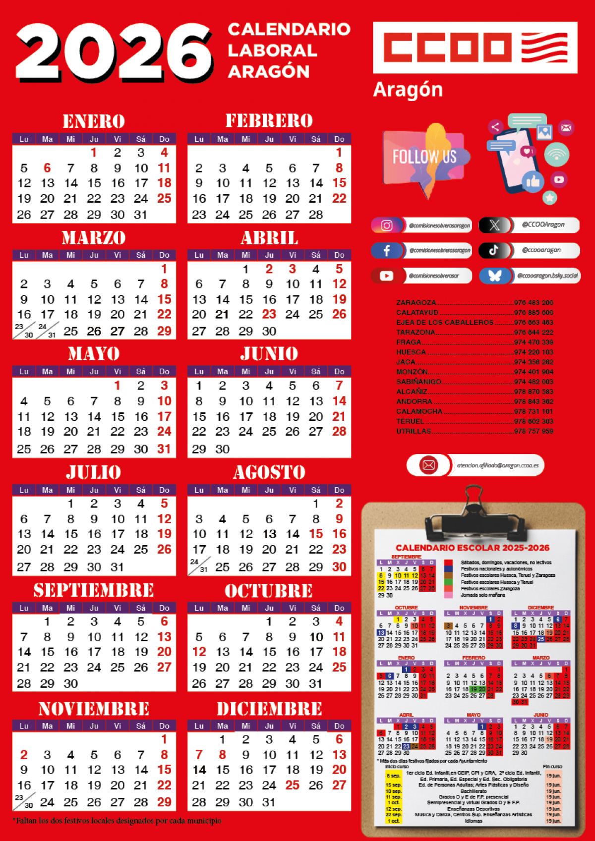 Calendario laboral Aragn 2026